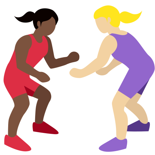 Women Wrestling: Dark Skin Tone, Medium-Light Skin Tone Women Wrestling: Dark Skin Tone, Medium-Light Skin Tone