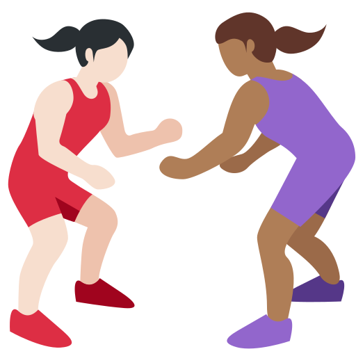 Women Wrestling: Light Skin Tone, Medium-Dark Skin Tone Women Wrestling: Light Skin Tone, Medium-Dark Skin Tone