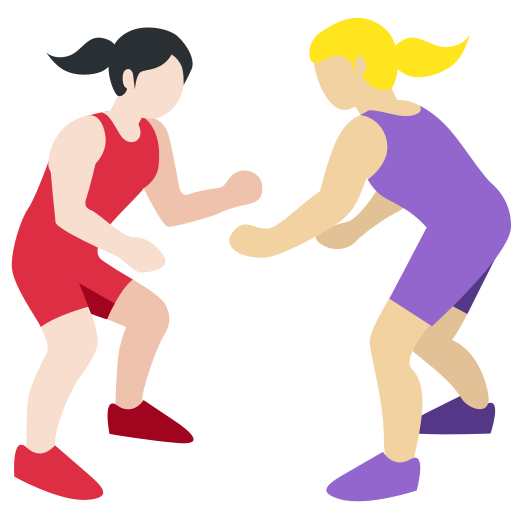 Women Wrestling: Light Skin Tone, Medium-Light Skin Tone Women Wrestling: Light Skin Tone, Medium-Light Skin Tone