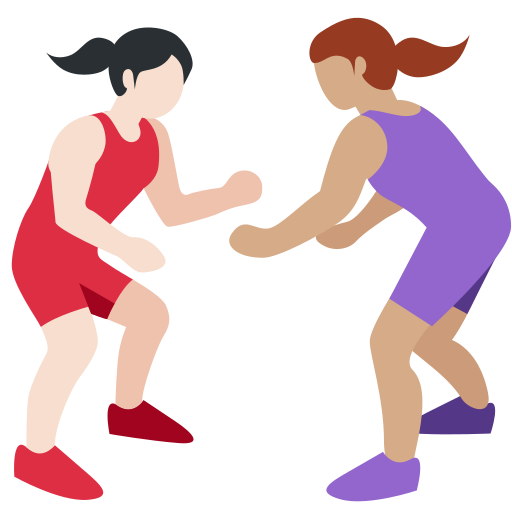 Women Wrestling: Light Skin Tone, Medium Skin Tone Women Wrestling: Light Skin Tone, Medium Skin Tone