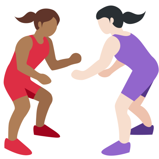 Women Wrestling: Medium-Dark Skin Tone, Light Skin Tone Women Wrestling: Medium-Dark Skin Tone, Light Skin Tone