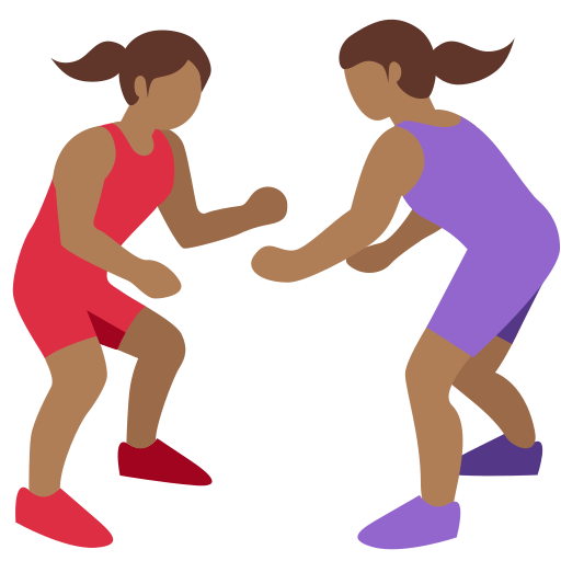 Women Wrestling: Medium-Dark Skin Tone Women Wrestling: Medium-Dark Skin Tone