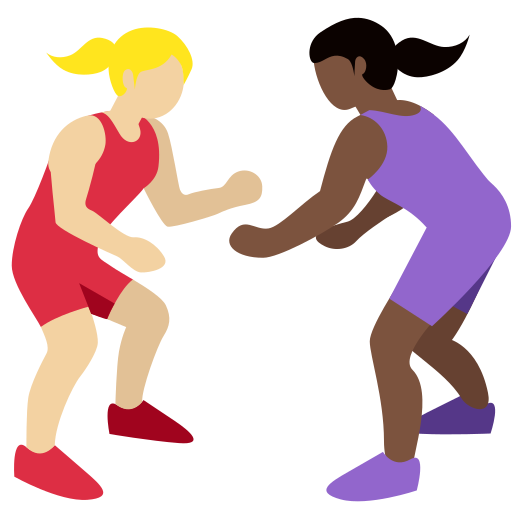 Women Wrestling: Medium-Light Skin Tone, Dark Skin Tone Women Wrestling: Medium-Light Skin Tone, Dark Skin Tone