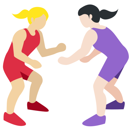 Women Wrestling: Medium-Light Skin Tone, Light Skin Tone Women Wrestling: Medium-Light Skin Tone, Light Skin Tone