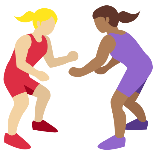 Women Wrestling: Medium-Light Skin Tone, Medium-Dark Skin Tone Women Wrestling: Medium-Light Skin Tone, Medium-Dark Skin Tone
