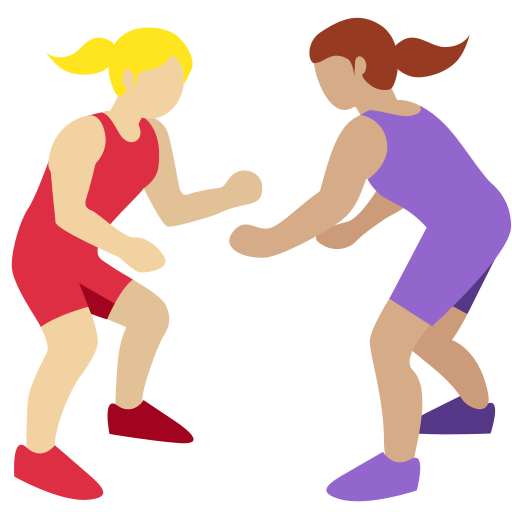 Women Wrestling: Medium-Light Skin Tone, Medium Skin Tone Women Wrestling: Medium-Light Skin Tone, Medium Skin Tone