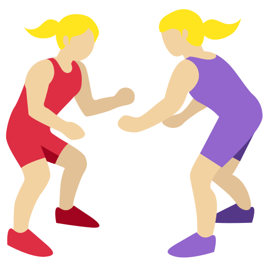 Women Wrestling: Medium-Light Skin Tone Women Wrestling: Medium-Light Skin Tone