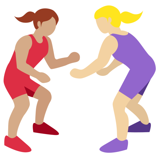 Women Wrestling: Medium Skin Tone, Medium-Light Skin Tone Women Wrestling: Medium Skin Tone, Medium-Light Skin Tone