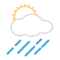 Sol bakom moln med regn