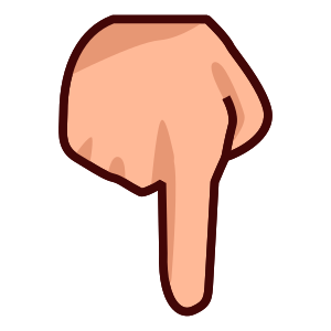 Nedåtpekande finger: Mellanljus Hudton