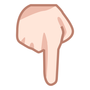 Nedåtpekande finger: Ljus Hudton