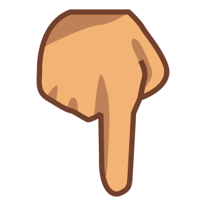 Nedåtpekande finger: Mellanhudton