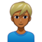 Man: Medium-Dark Skin Tone, Blond Hair