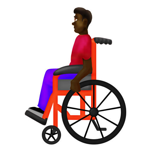 手動式車椅子の男性：濃い肌色