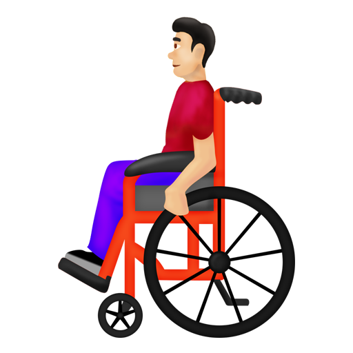 手動式車椅子の男性：薄い肌色