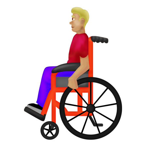 手動式車椅子の男性：やや薄い肌色