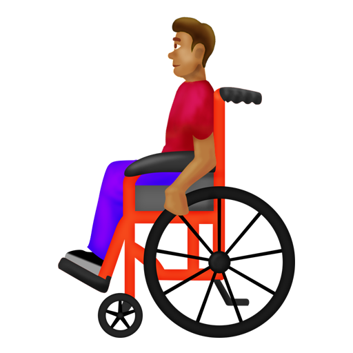 手動式車椅子の男性：中間の肌色