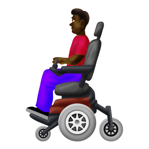電動車椅子の男性：濃い肌色