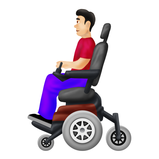 電動車椅子の男性：薄い肌色