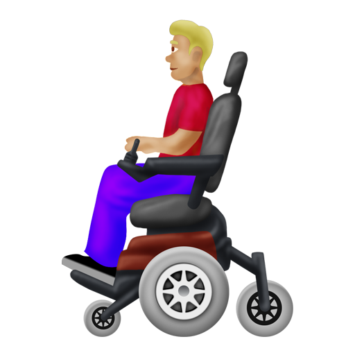 電動車椅子の男性：やや薄い肌色