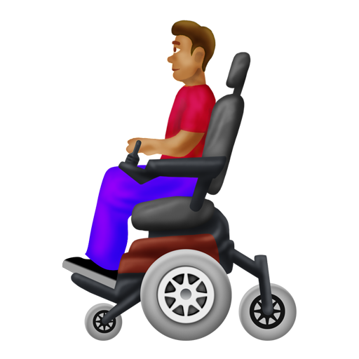 電動車椅子の男性：中間の肌色