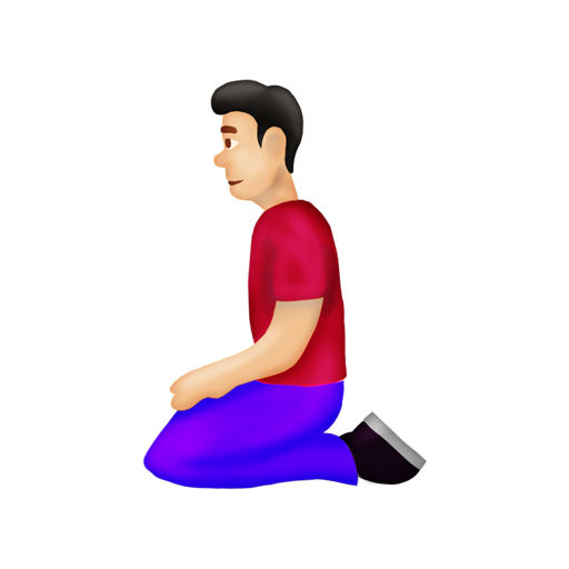 ひざまずく男性：薄い肌色
