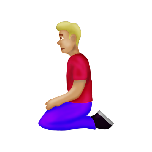 ひざまずく男性：やや薄い肌色