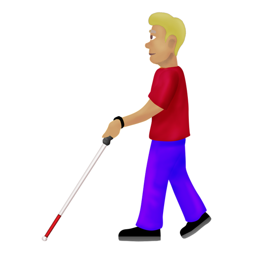 白い杖をついた男性：やや薄い肌色