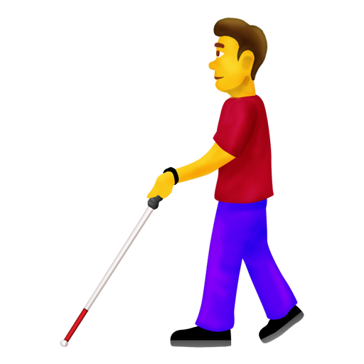 白い杖をついた男性
