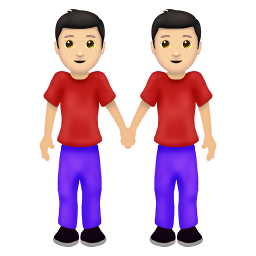 手をつなぐ男性：薄い肌色