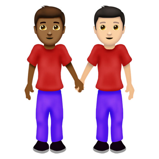 手をつなぐ男性：やや濃い肌色、薄い肌色