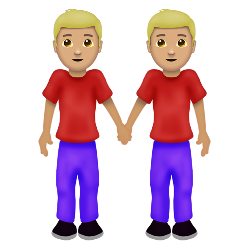 手をつなぐ男性：やや薄い肌色