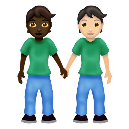 手をつなぐ2人：濃い肌色、薄い肌色