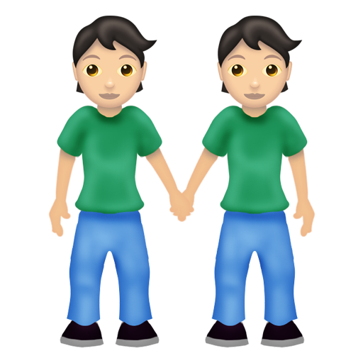 手をつなぐ2人：薄い肌色