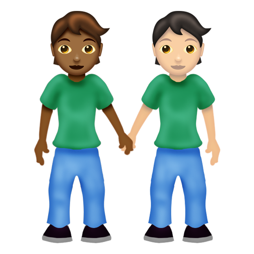 手をつなぐ2人：やや濃い肌色、薄い肌色