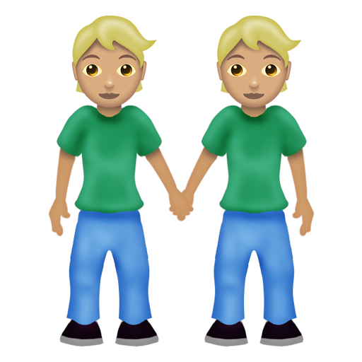 手をつなぐ2人：やや薄い肌色