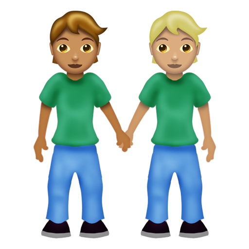 手をつなぐ2人：中間の肌色、やや薄い肌色