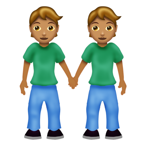 手をつなぐ2人：中間の肌色