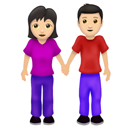 手をつなぐ男女：薄い肌色