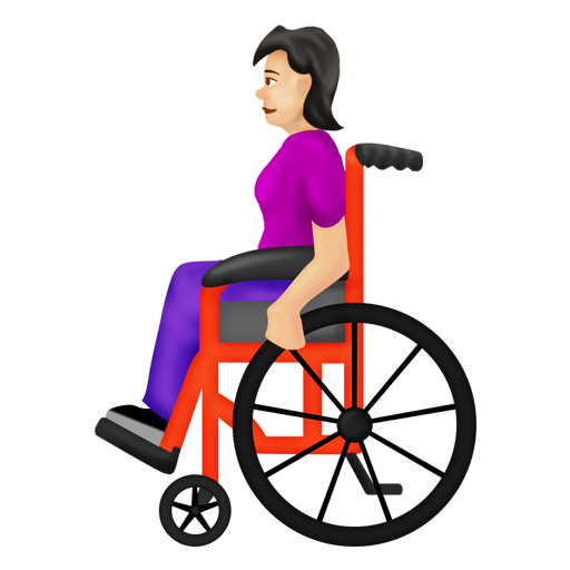 手動式車椅子の女性：薄い肌色