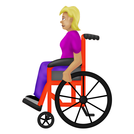 手動式車椅子の女性：やや薄い肌色