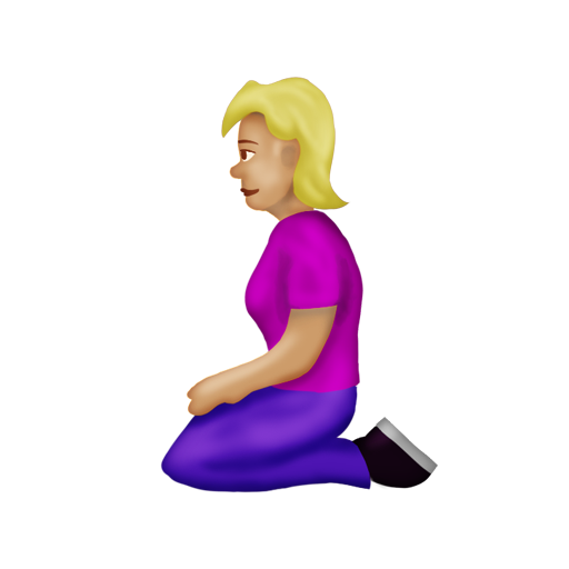 ひざまずく女性：やや薄い肌色