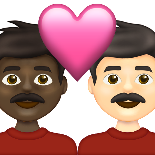 Couple with Heart: Man, Man, Dark Skin Tone, Light Skin Tone