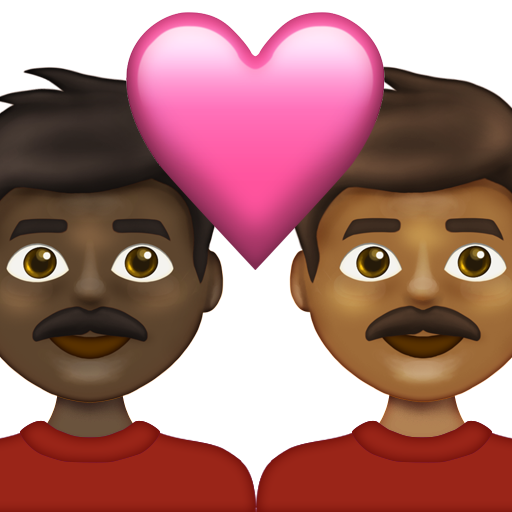 Couple with Heart: Man, Man, Dark Skin Tone, Medium-Dark Skin Tone
