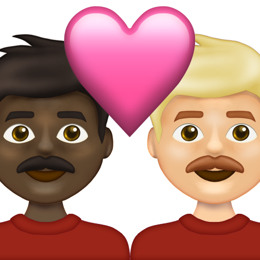 Couple with Heart: Man, Man, Dark Skin Tone, Medium-Light Skin Tone