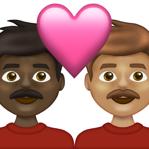 Couple with Heart: Man, Man, Dark Skin Tone, Medium Skin Tone