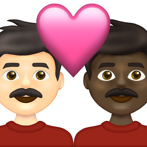 Couple with Heart: Man, Man, Light Skin Tone, Dark Skin Tone
