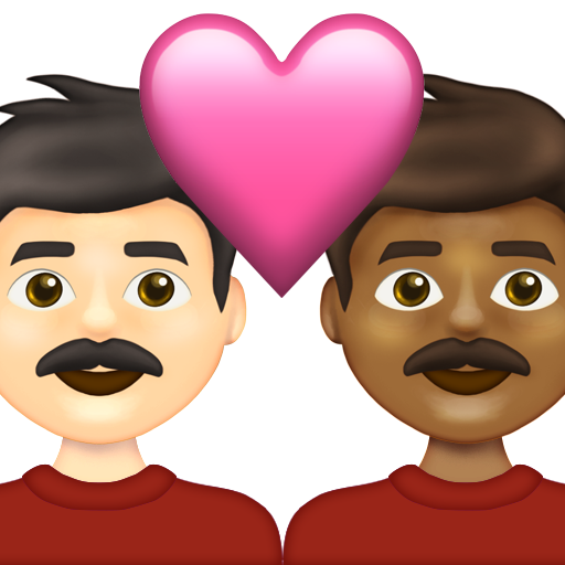 Couple with Heart: Man, Man, Light Skin Tone, Medium-Dark Skin Tone