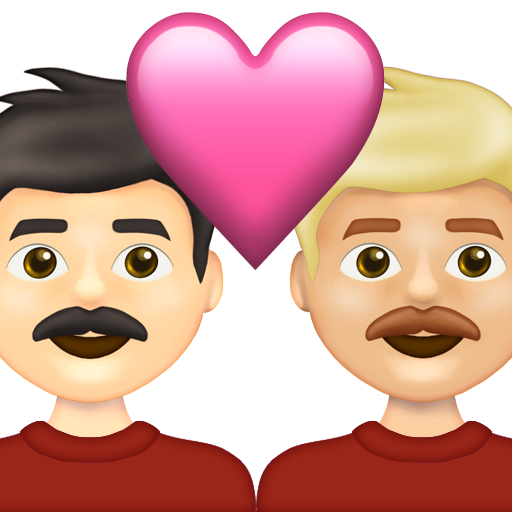 Couple with Heart: Man, Man, Light Skin Tone, Medium-Light Skin Tone