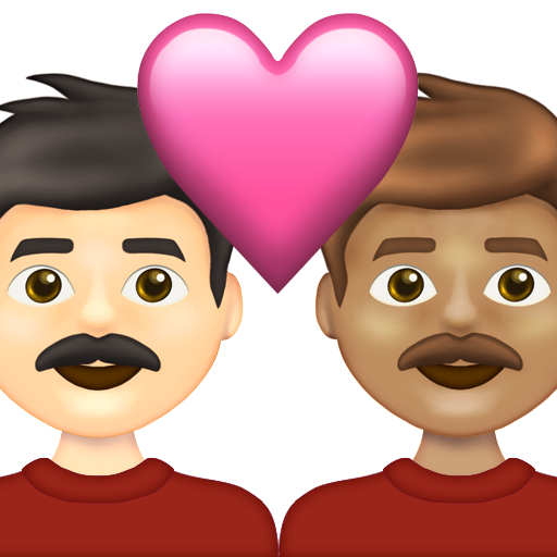 Couple with Heart: Man, Man, Light Skin Tone, Medium Skin Tone